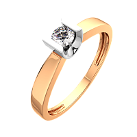 Кольцо помолвочное из комбинированного золота с бриллиантом 2D00233.14K.B