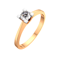 Кольцо помолвочное из розового золота с бриллиантом 2D00356.14K.R