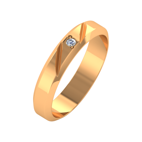 Кольцо обручальное из розового золота с бриллиантом 1D4044