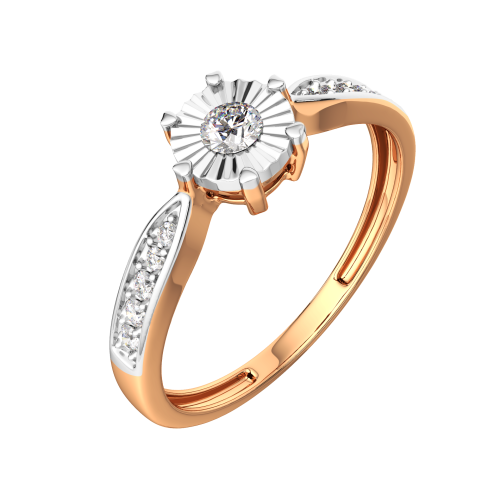 Кольцо помолвочное из комбинированного золота с бриллиантом 2D00130.14K.B фото 2