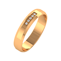 Кольцо обручальное из розового золота с бриллиантом 1D4024