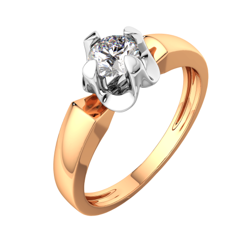 Кольцо помолвочное из комбинированного золота с бриллиантом 2D00271.14K.B.ZZ фото 2