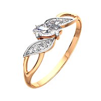 Кольцо из розового золота с фианитом 210060
