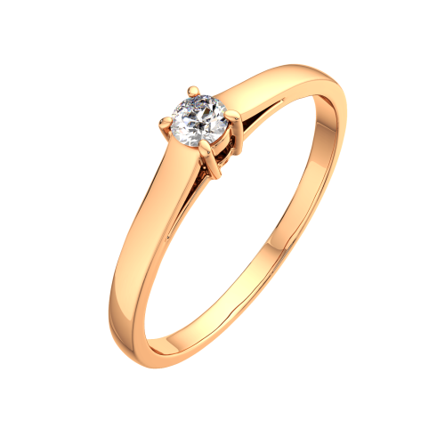 Кольцо помолвочное из розового золота с бриллиантом 2Б0009