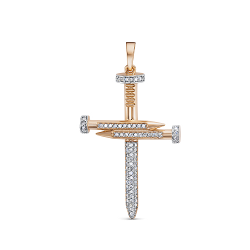 Подвеска-крест из розового золота с бриллиантом БР180005