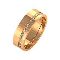 Кольцо обручальное из розового золота с бриллиантом 1D6045