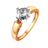Кольцо помолвочное из комбинированного золота с бриллиантом 2D00271.14K.B.ZZ