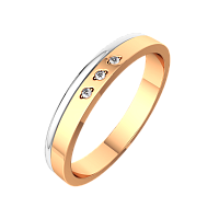 Кольцо обручальное из комбинированного золота с фианитом 153086.14K.B
