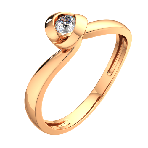 Кольцо помолвочное из розового золота с фианитом 2101138.14K.R фото 2