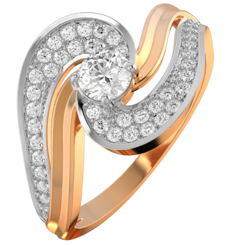 Кольцо из розового золота с фианитом 210524