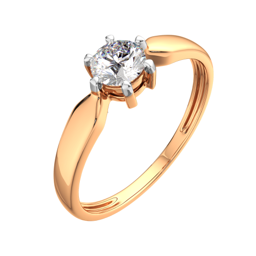 Кольцо помолвочное из розового золота с фианитом 2101160.14K.R фото 2