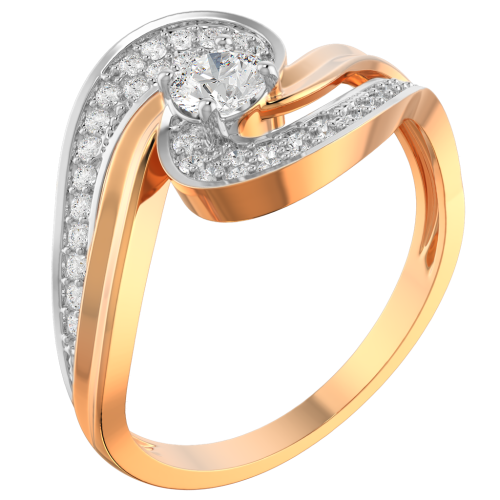 Кольцо из розового золота с фианитом 210524 фото 3
