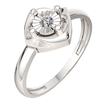 Кольцо из серебра с бриллиантом 02D0018