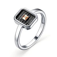 Кольцо из комбинированного серебра с бриллиантом 01-3385/000Б-17